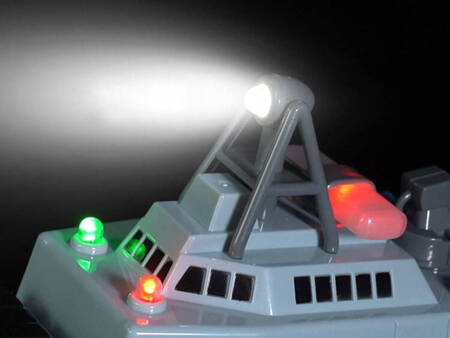 Remotely controlled large firefighting boat floats, shoots water, lights up RC0640