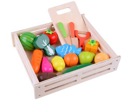 Wooden vegetables, fruit for cutting, magnetic box ZA4832
