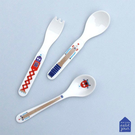 Łyżka melaminowa dla dzieci, seria Roboty | Maison Petit Jour®