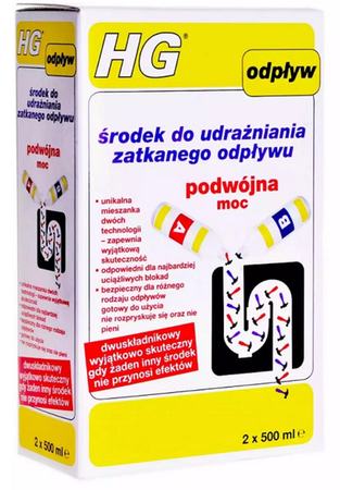 HG środek do udrażniania zatkanego odpływu - PODWÓJNA MOC x2