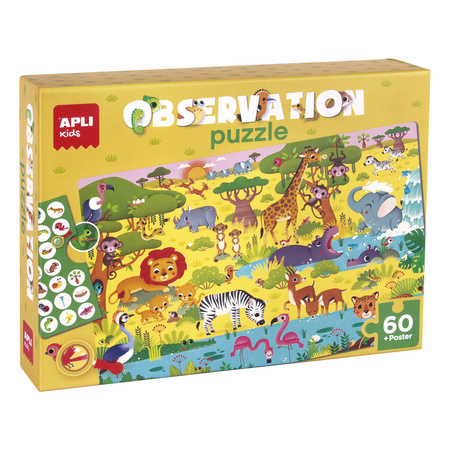 Puzzle obserwacyjne Apli Kids - W dżungli 60 el.4+