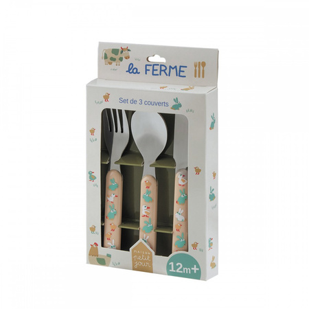 Zestaw sztućców dla dziecka, 3 el., Farma | Maison Petit Jour®