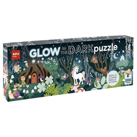 Puzzle świecące w ciemności 200 el. Apli Kids - Magiczny las 6+