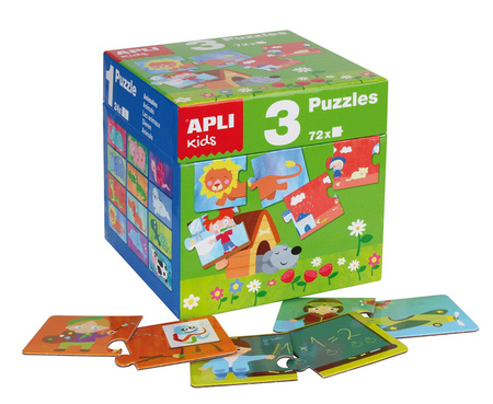 Zestaw Puzzli dla dzieci 3w1 Apli Kids