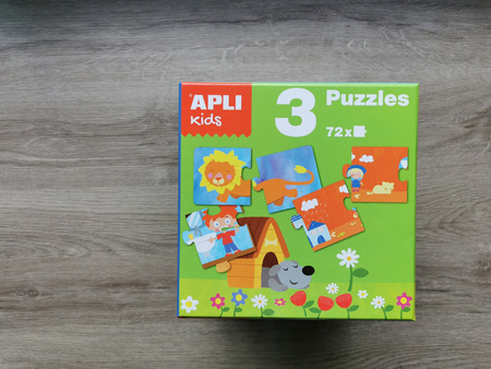 Zestaw Puzzli dla dzieci 3w1 Apli Kids